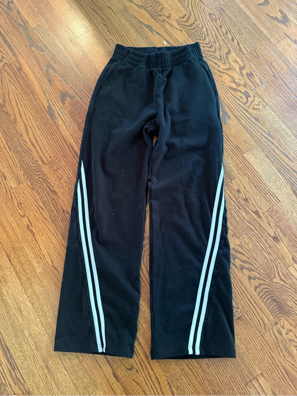 Women's Black Jogger Pants with White Side Stripes
